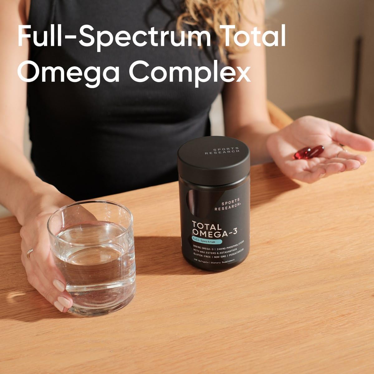 Sports Research Total Omega-3 Full-Spectrum Softgels – 960mg Omega-3, Astaxanthin & Phospholipids (120 Softgels)
