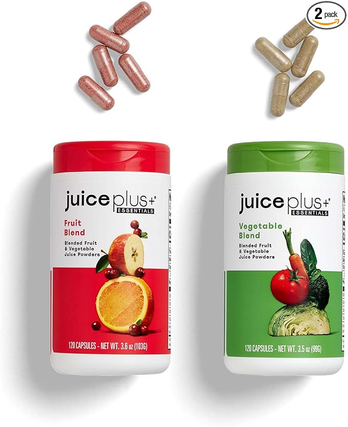 Juice Plus+ Essentials Fruit & Vegetable Blend Capsules – 2 Pack (240 Capsules Total)