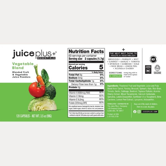 Juice Plus+ Essentials Fruit & Vegetable Blend Capsules – 2 Pack (240 Capsules Total)