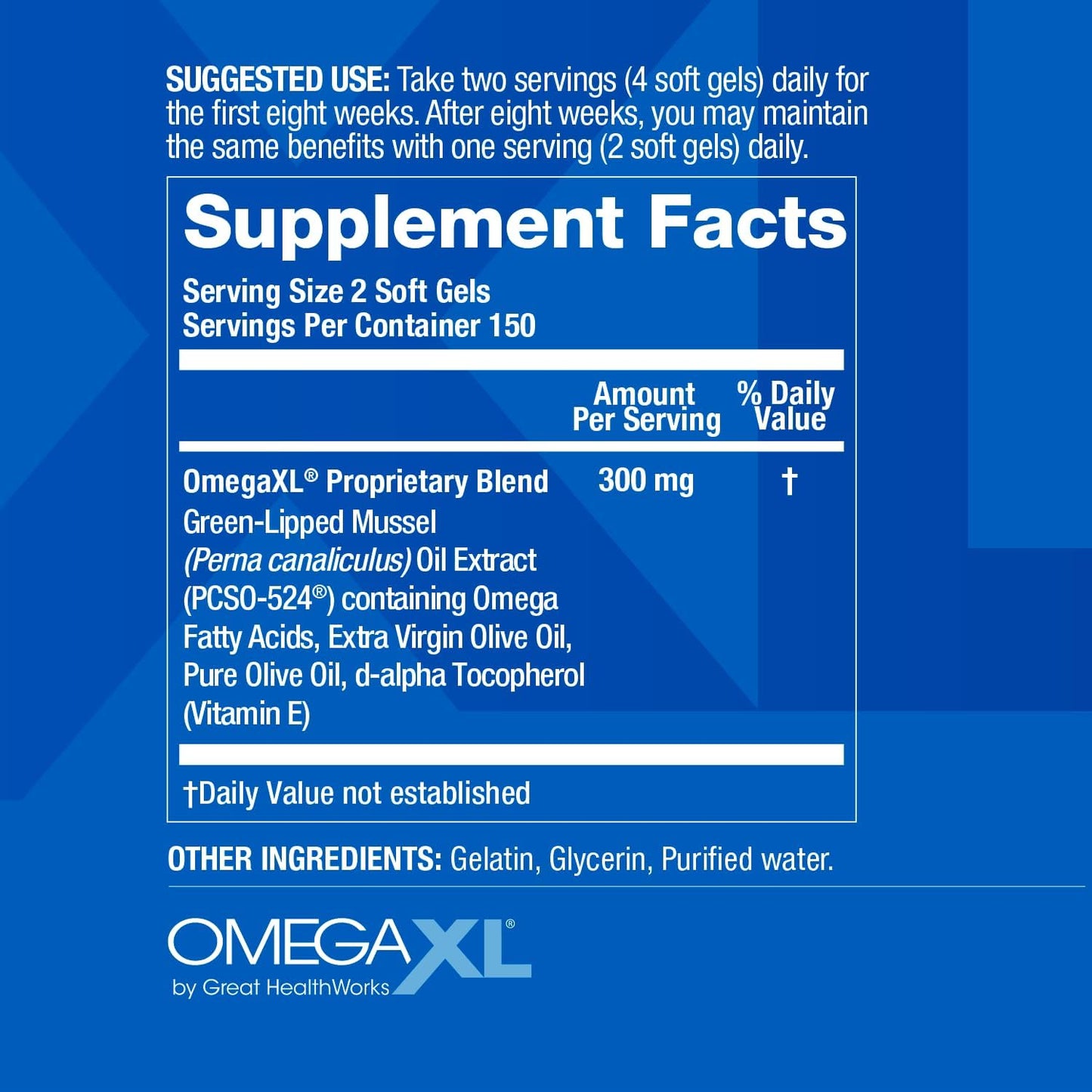 OmegaXL Joint & Muscle Support Green-Lipped Mussel Oil Supplement – 300 Soft Gels