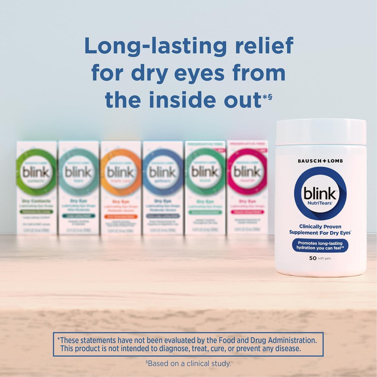 Bausch + Lomb Blink NutriTears Dry Eye Supplement – 50 Softgels