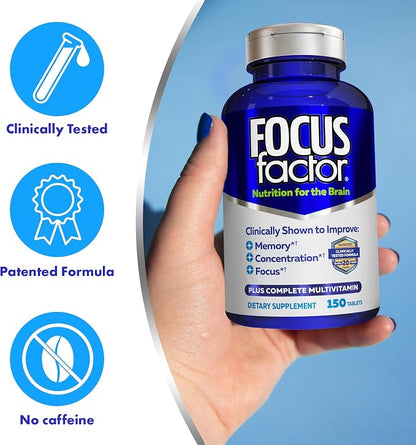 Focus Factor Brain Health Supplement & Complete Multivitamin – 150 Tablets