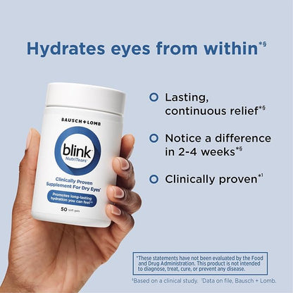 Bausch + Lomb Blink NutriTears Dry Eye Supplement – 50 Softgels
