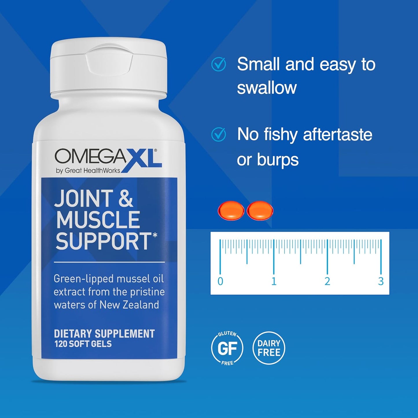 OmegaXL Joint & Muscle Support Green-Lipped Mussel Oil Supplement – 300 Soft Gels