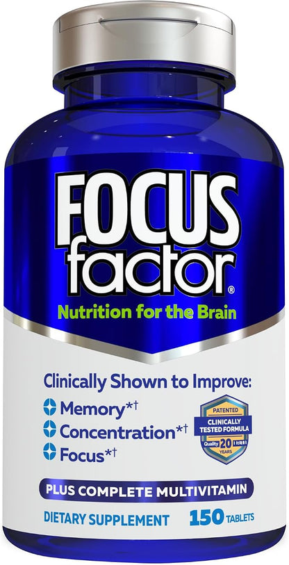 Focus Factor Brain Health Supplement & Complete Multivitamin – 150 Tablets