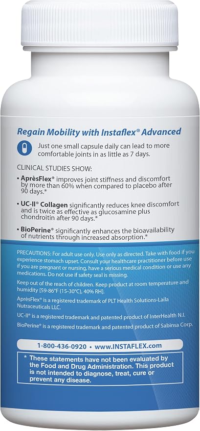 Instaflex Advanced Joint Support Capsules featuring UC-II Collagen – 30 Capsules (1 Month Supply)