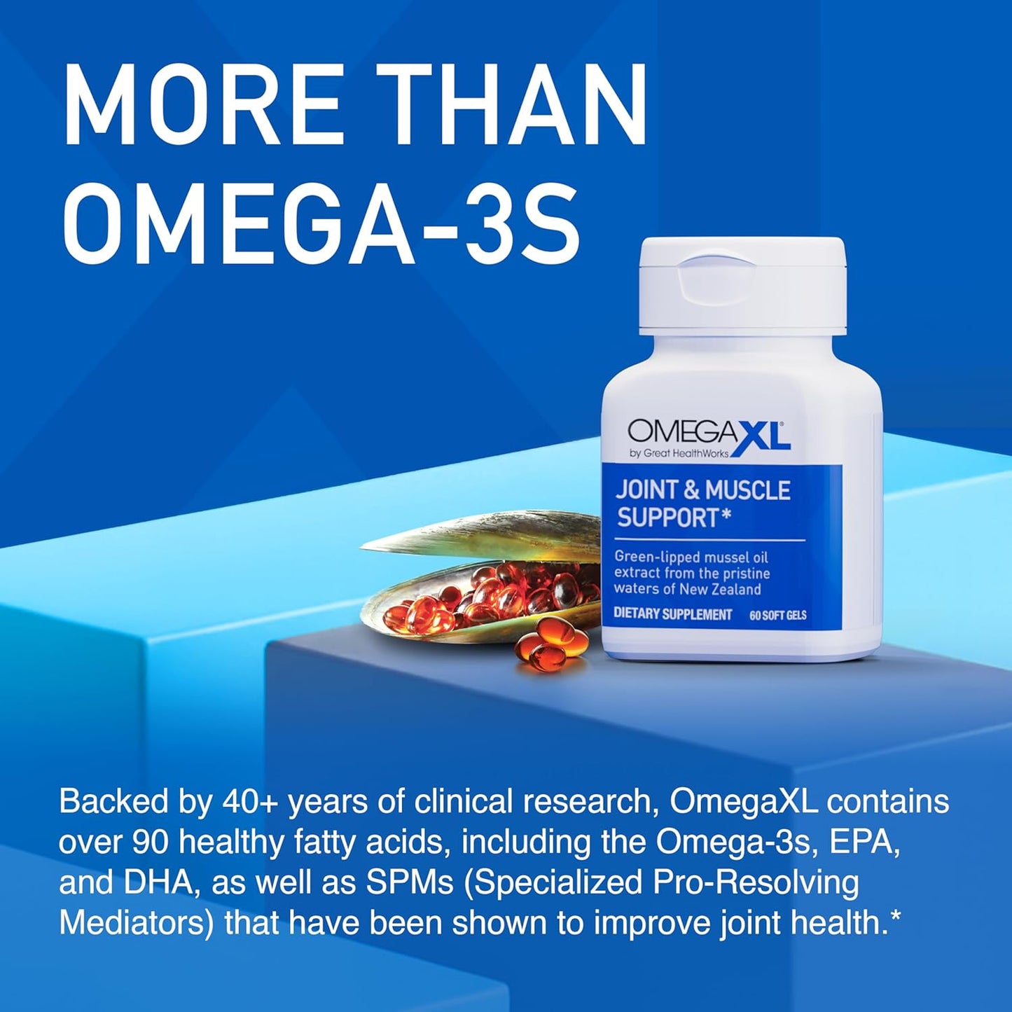 OmegaXL Joint & Muscle Support Green-Lipped Mussel Oil Supplement – 300 Soft Gels