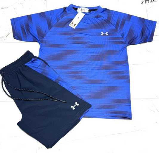 Men's Sports T-Shirt & Shorts Set – Blue Performance Training Outfit