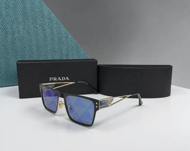 Prada Style Polarised Sunglasses for Men – Luxury Black & Blue UV Sunglasses