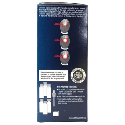 Kirkland Signature Minoxidil 5% Extra Strength Hair Regrowth Treatment for Men – 6 Month Supply (6 x 60ml)